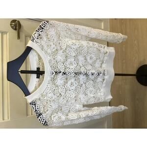 rag & bone White Aleah Crochet Lace Pullover Long Sleeve Crew Neck Top Floral XS